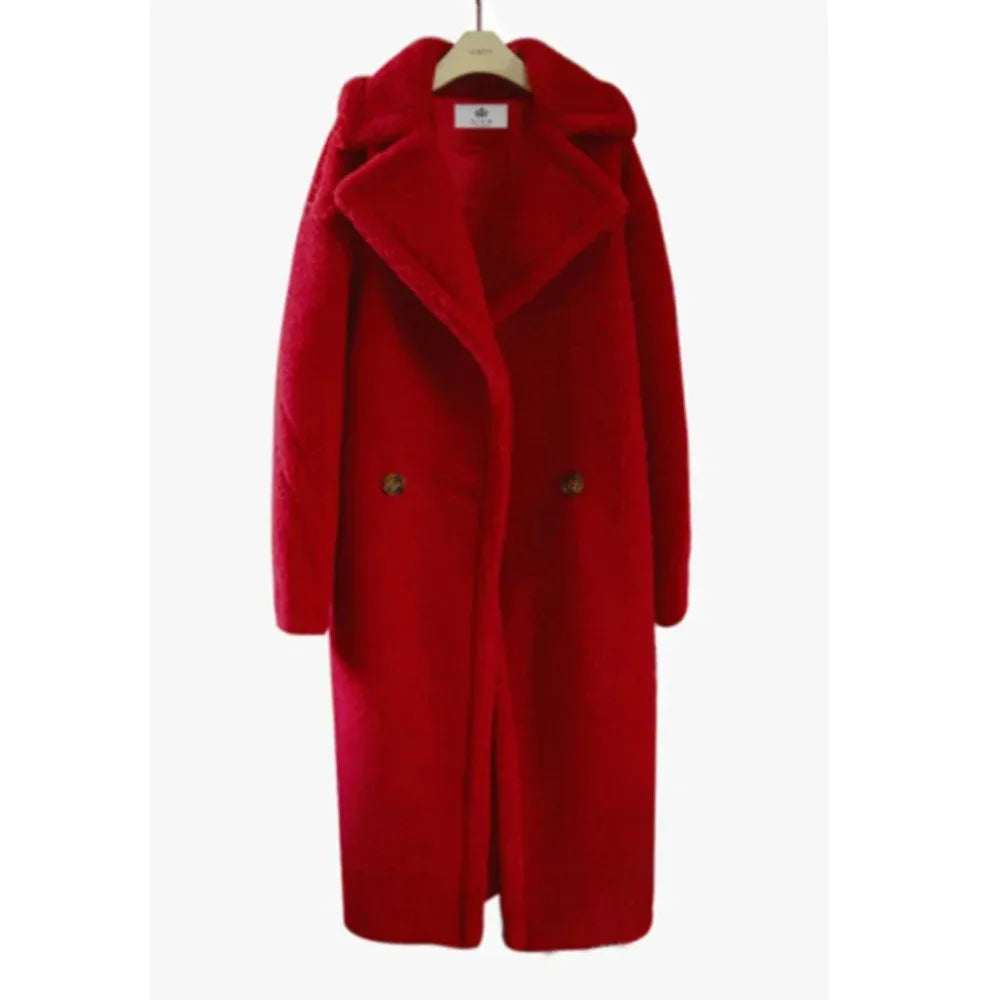 Autumn and Winter New Women's Fur Coat Mid Length Cashmere Lambswool Overcoat Thick Loose Cashmere Temperament Office Lady Jacket
