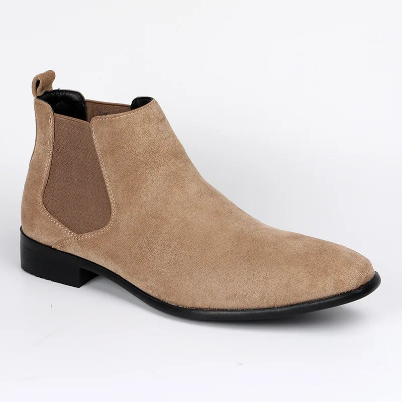 Big Size 40-50 Brown Men Chelsea Boots High Quality Suede Leather Boots Man Comfort Flat Slip-On Men's Ankle Boots