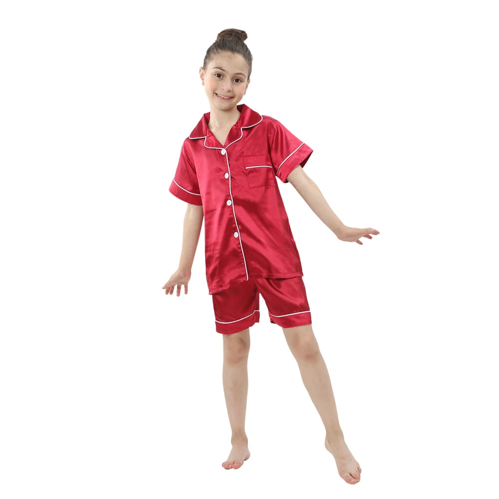 Kids Loungewear - Children Sleepwear | Home Clothing for Kids | Pajama Set for Girls in Silk Satin | Baby Nightgowns
