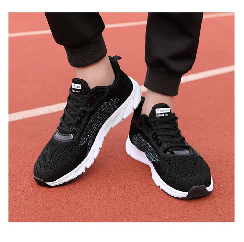 Spring Flying Knitted Breathable Running Shoes Sports Women Casual Shoes Soft Sole Couples Men And Women Small White Shoes