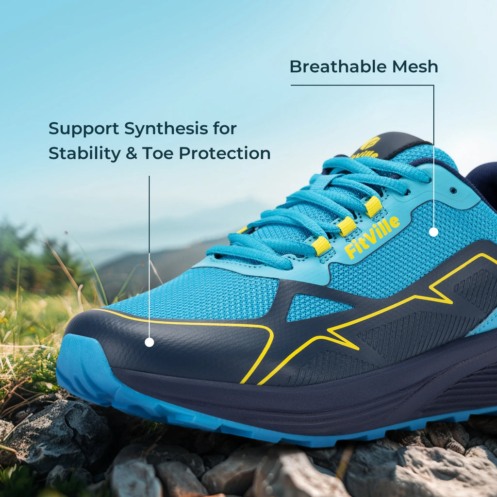 Fittington Running Shoes For Men Trail Walking Sneakers Athletic Shoe With Extra Wide Toe Box Arch Support Soft Sport Shoes