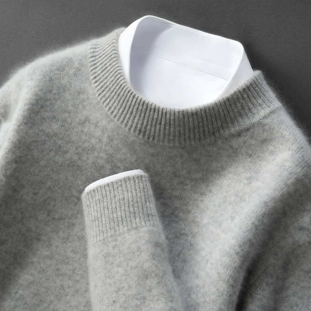 ZOCEPT Natural Cashmere Mock Neck Pullover Men Cashmere Sweater Soft Warm Jumpers Quality Casual Business Knitwear Basic Tops