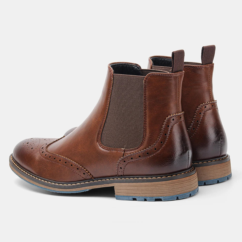 2026 Classic Red Wine Chelsea Boots for Men Fashionable Men Boots Casual Men Ankle Boots