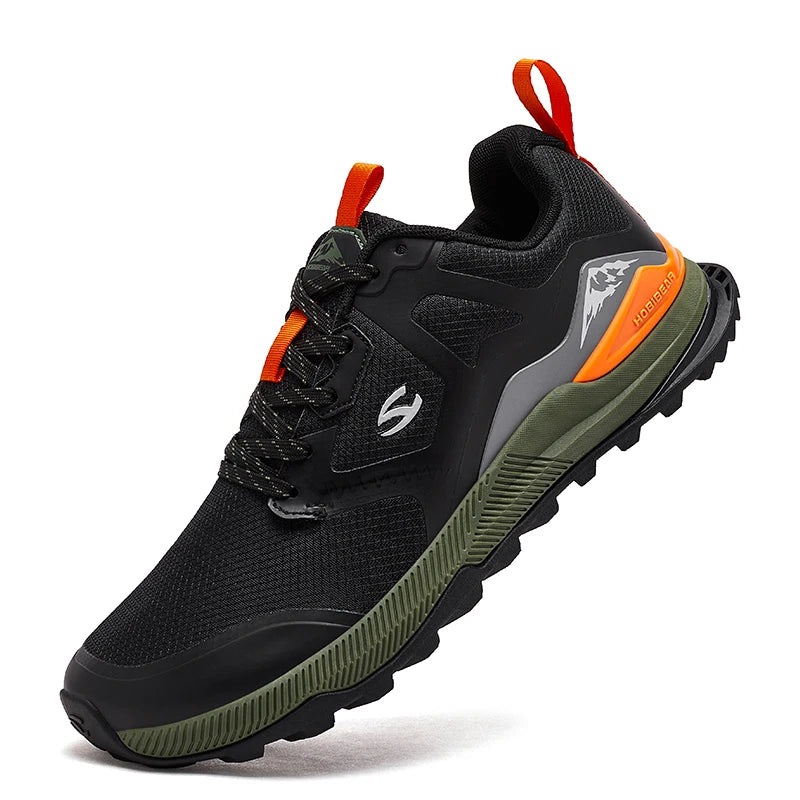HOBIBEAR Unisex Hiking Sneakers Lace-Up Walking Shoes Outdoor Travel Artificial Leather Sneakers