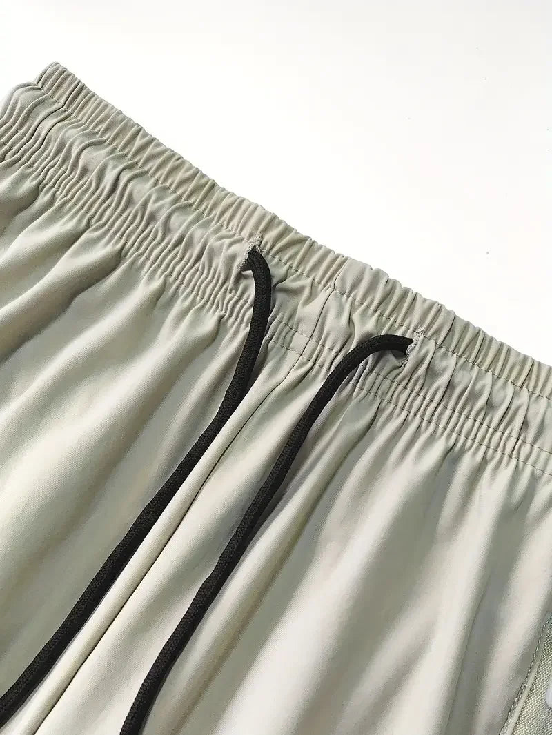 Women's High-Elasticity Ice Silky Fiber Casual Pants Quick-Dry with Zipper Pockets Adjustable Drawstring Waist Lightweight