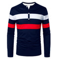 Men's Long Sleeved Contrasting Color Design T-shirt for Spring and Autumn Casual Men's Clothing Top Coat Base Coat