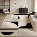 VIKAMA Black And White Vertical Texture Geometric Lines Loop Pile Carpet Living Room Sofa Non-Slip Floor Mat Home Decoration