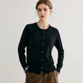 High-quality 100% Pure Cashmere Women's Cardigan Casual Knitted Sweater Loose Round Neck Tops Thickened Basic Pull Jumper