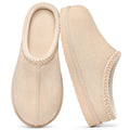 Comwarm Winter Women's Fuzzy Slippers Genuine Suede Indoor Outdoor Fluffy House Slippers Slip On Warm Memory Foam Furry Shoes