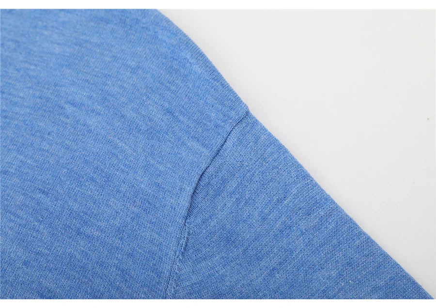 2023 Autumn New Men's V-neck Wool Sweater Business Casual Solid Color Thin Pullover Sweater Brand Clothes Blue Red Black