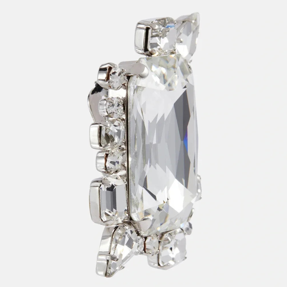 Designer Rhinestone Irregular Large Square Ear Clips for Women Bling
