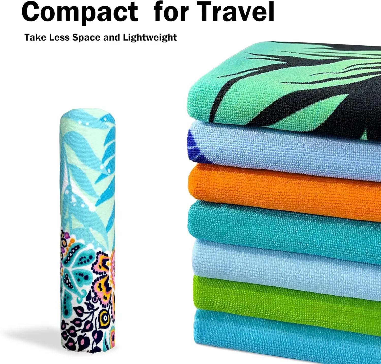 Sand Resistant Beach Towel -Quick Dry Microfiber Beach Towel Sandproof Pool Towels, Thin Lightweight Compact for Travel Swimming