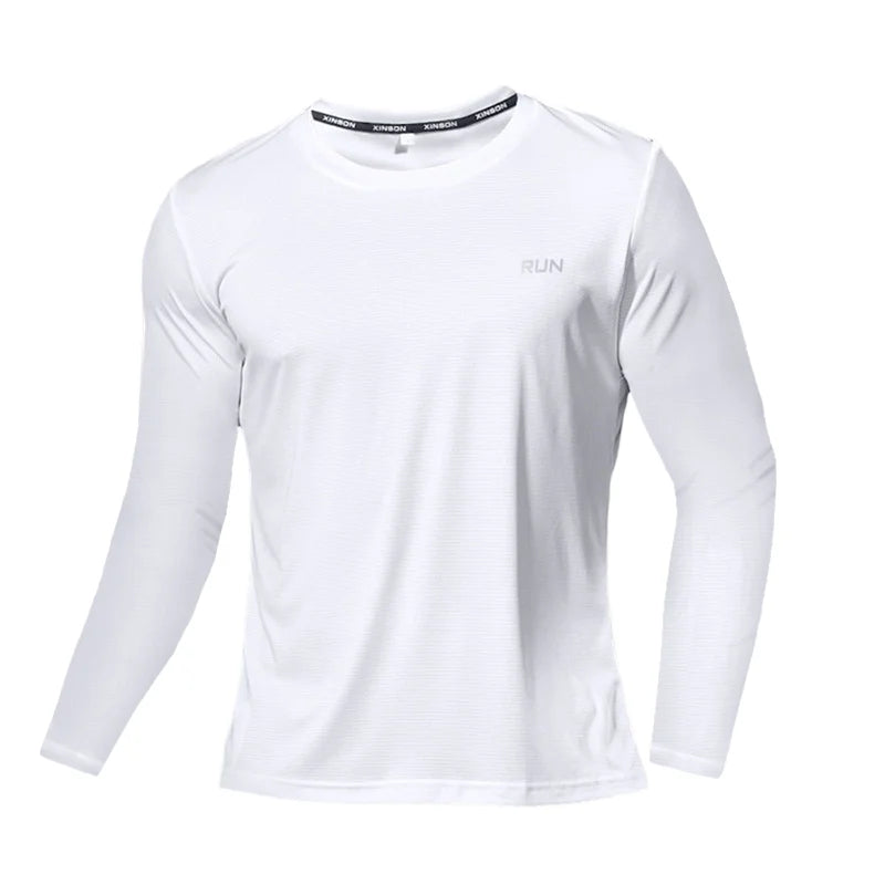 Summer Ice Silk Long Sleeve T-Shirt for Men 2023 - New Quick Dry Breathable Outdoor Running Wear with Sun Protection