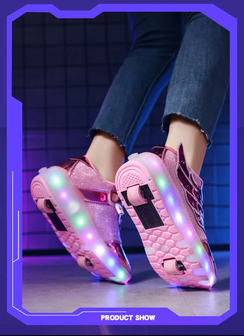 Outdoor Deformation Parkour Skates - Dual-Use Sneakers Roller Shoes for Children, Boys, Girls, Adults, Men, Women, Unisex Roller Skates