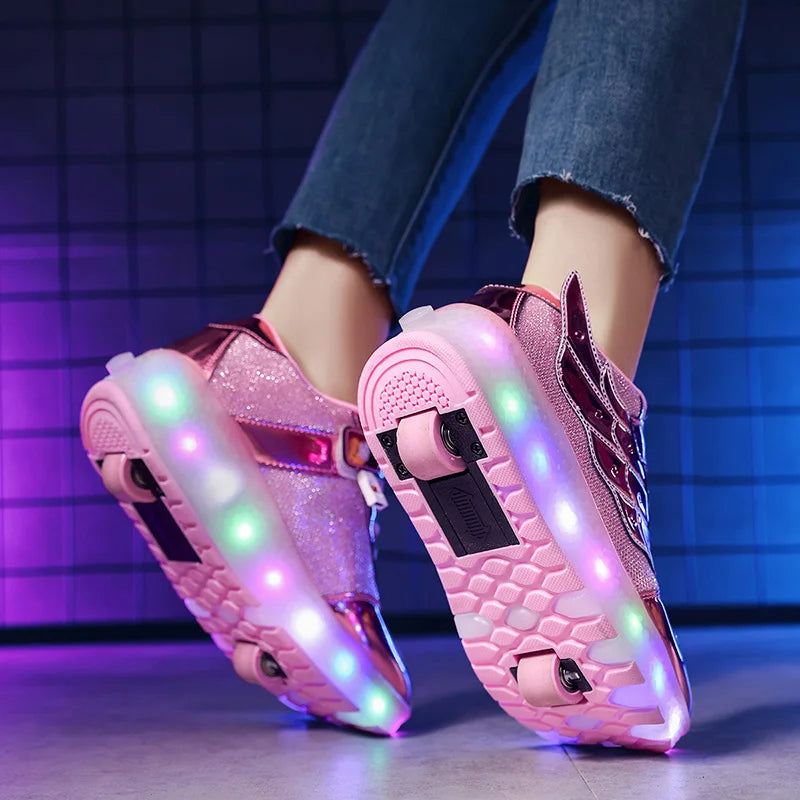 Outdoor Deformation Parkour Skates - Dual-Use Sneakers Roller Shoes for Children, Boys, Girls, Adults, Men, Women, Unisex Roller Skates