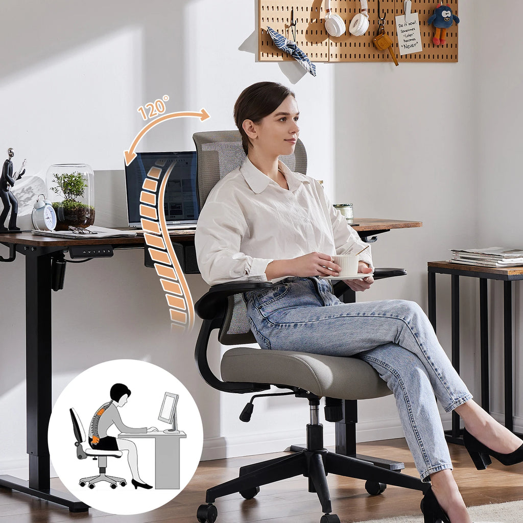 Ergonomic Office Chair - Lumbar Support Office Chair | High Back Swivel Rolling Chairs With Wheels And Arms-Rest