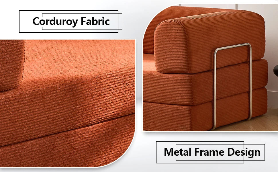 Folding Modular Sofa Bed, Convertible Floor Sofa, Leisure Sofa Bed, Corduroy Folding Mattress, Lounge Sofa, Living Room Bedroom