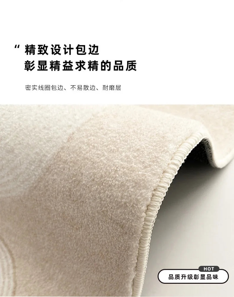 Soft Cream-Colored Thickened Non-Slip Carpet Plush Rug for Living Room Bedroom Home Sofa Coffee Table Anti-Cold Floor Mat