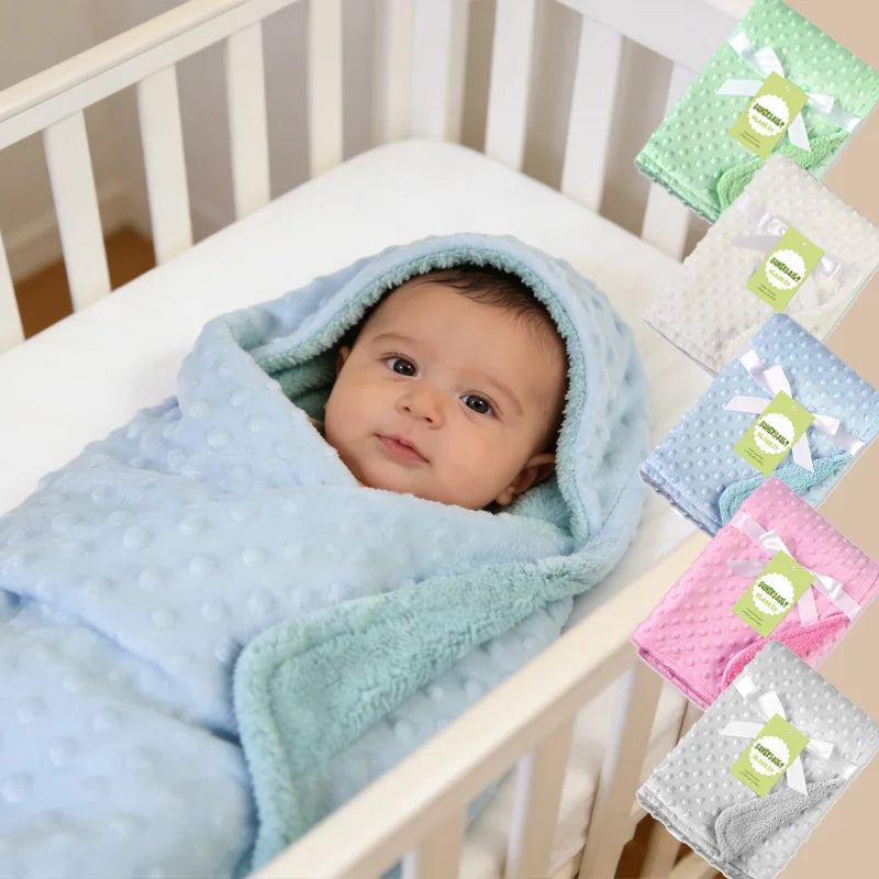 Baby Blanket & Swaddling Newborn Thermal Soft Fleece Blanket Winter Solid Bedding Set Cottons Quilt Infants Bedding Swaddle Wrap