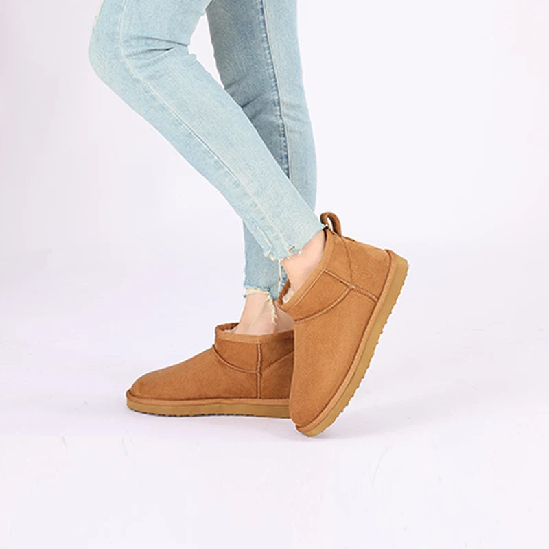 Litfun Women Winter Snow Boots Classic Fur Plush Ankle Snow Boots Brand Outdoor Antiskid Short Boot Warm Fuzzy Home Cotton Shoes
