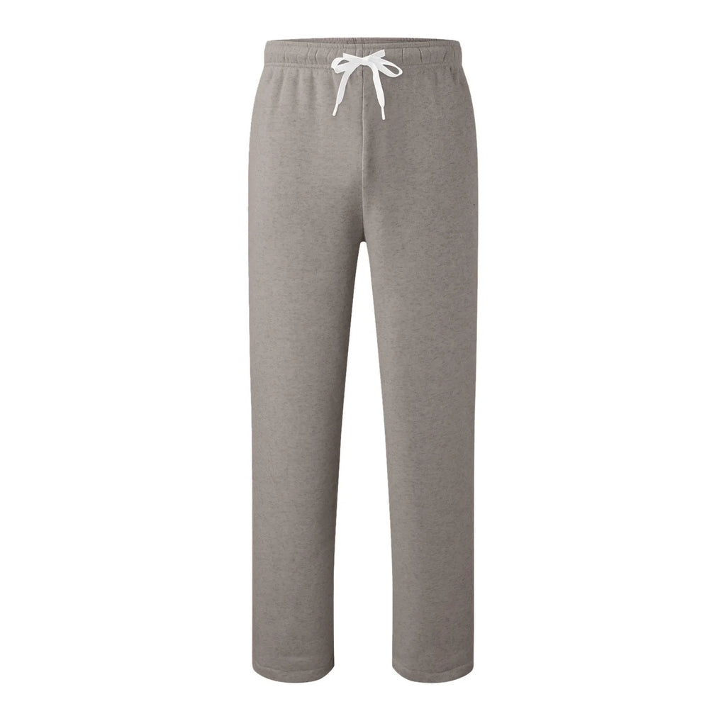 Women New Elastic Waist Pants with Side Pockets Fleece Lined Thick Wide Leg Sweatpants Pure Color Straight Cut