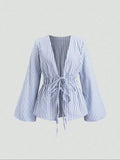 Striped Tie Bow Puff