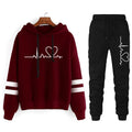 Women's Tracksuit Casual Stripe Versatile Sweatshirt and Black Sweatpants Loose Print High-Quality Outfits Hoodies Pants