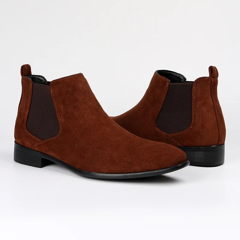 Big Size 40-50 Brown Men Chelsea Boots High Quality Suede Leather Boots Man Comfort Flat Slip-On Men's Ankle Boots