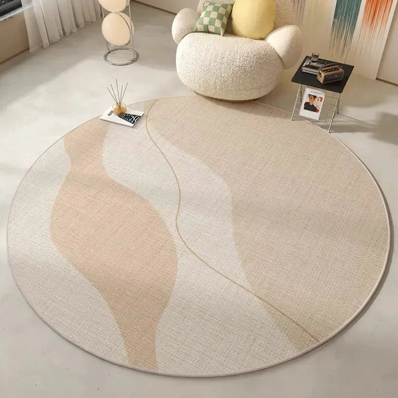 VIKAMA Modern Minimalist Round Rug Non-slip, Stain-resistant Sofa, Recliner, Bathroom, Laundry Room Rug Home Decor