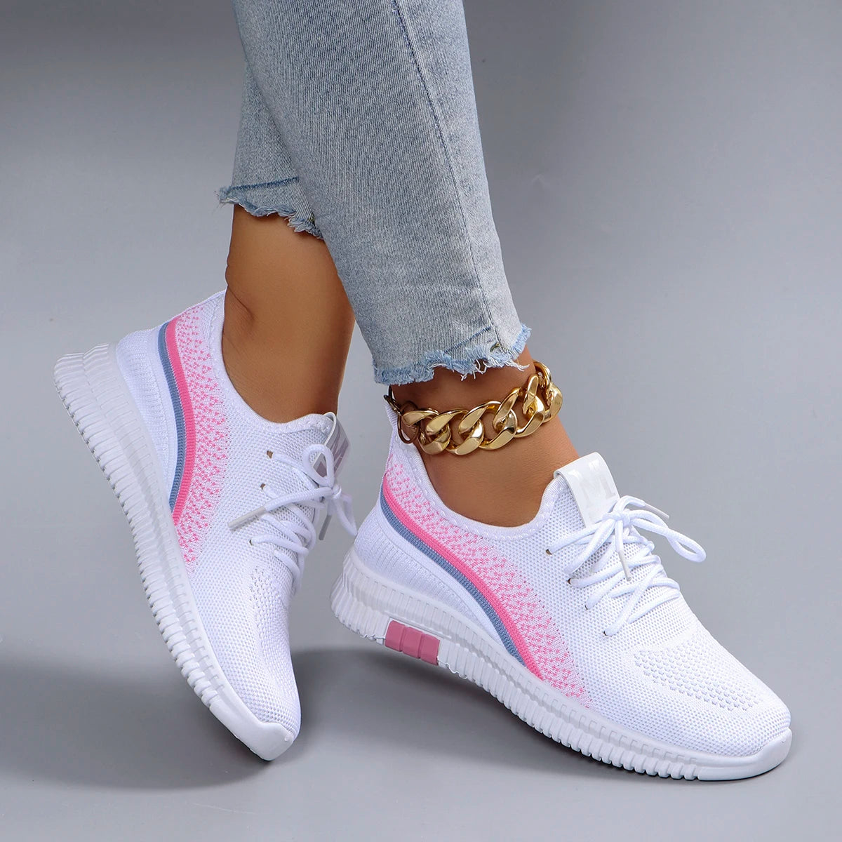 Women's Summer Breathable Mesh Flat Shoes - Casual Sneakers with Free Shipping