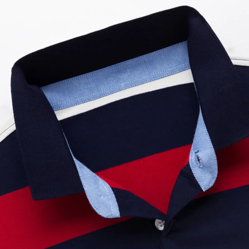 New Autumn Winter Polo Shirt High Quality Brand Cotton Men's Polo Shirt Business Casual Striped Solid Shirt Polo Men Clothing