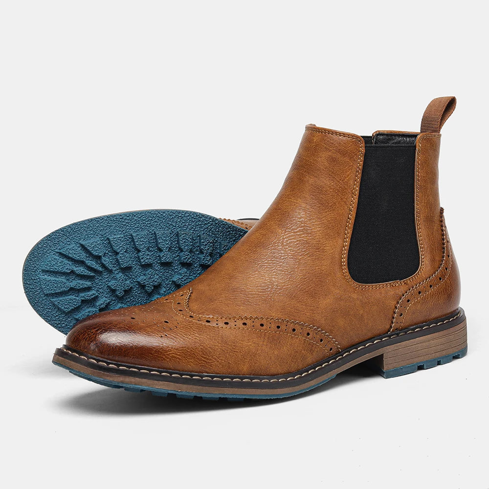 2026 Classic Red Wine Chelsea Boots for Men Fashionable Men Boots Casual Men Ankle Boots