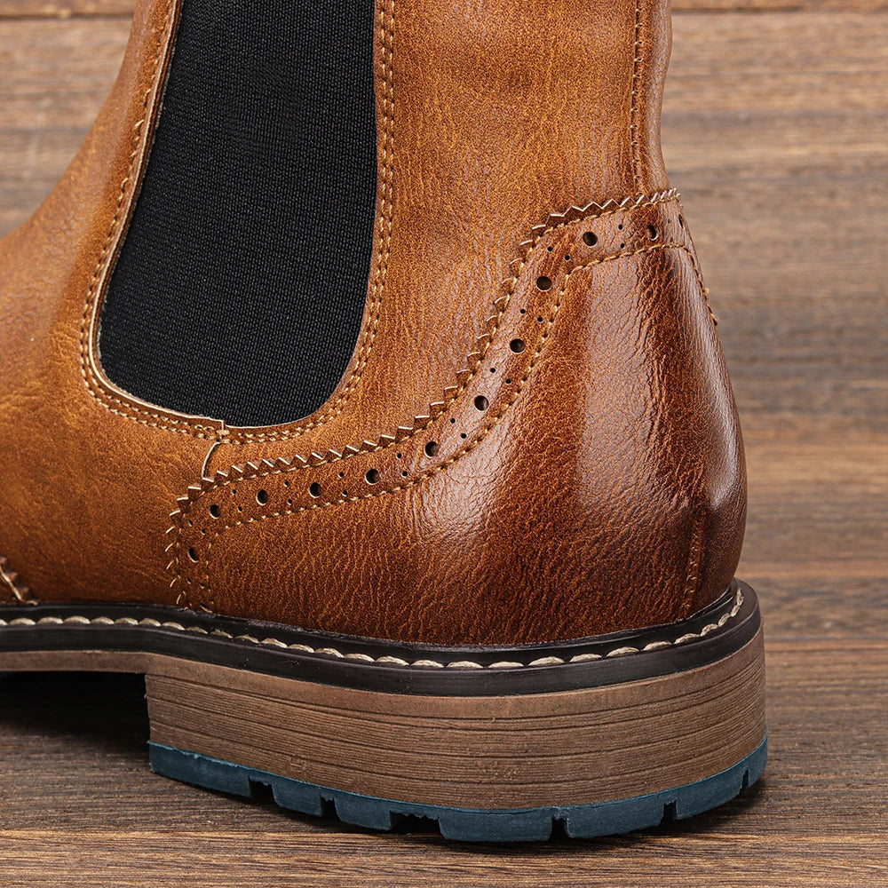 2026 Classic Red Wine Chelsea Boots for Men Fashionable Men Boots Casual Men Ankle Boots