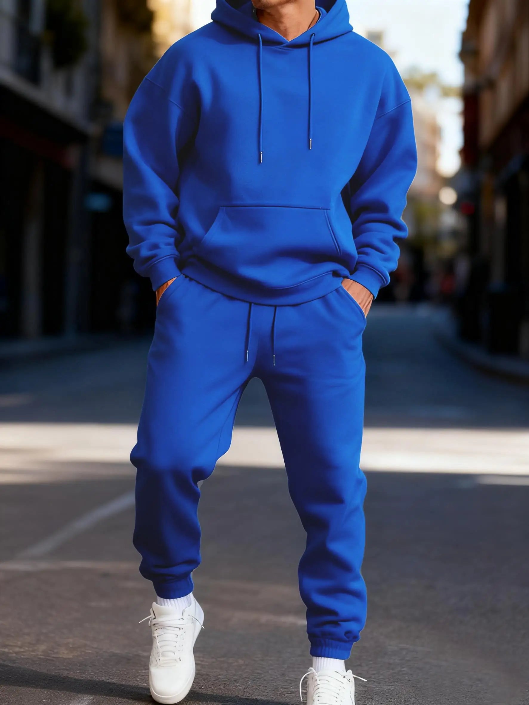 Solid Hoodies Suit Men