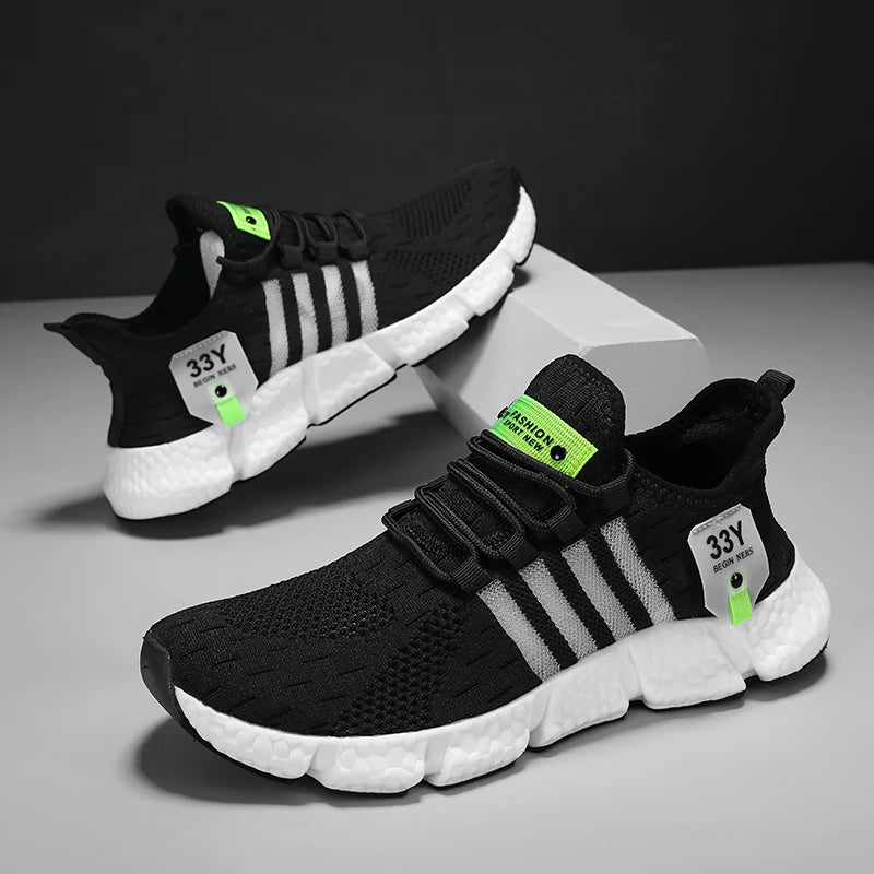 Breathable Mesh Men's Shoes Trendy Lightweight Walking Flats Plus Size Male Tennis Sneakers Outdoor Running Fitness Shoes 2024