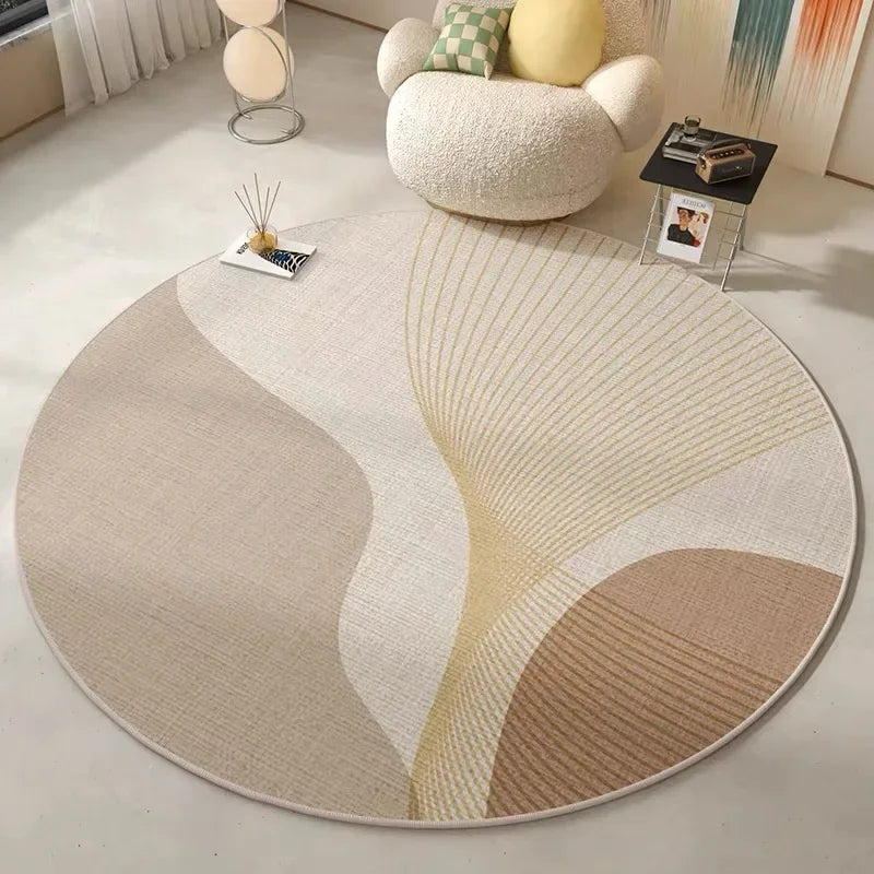 VIKAMA Modern Minimalist Round Rug Non-slip, Stain-resistant Sofa, Recliner, Bathroom, Laundry Room Rug Home Decor