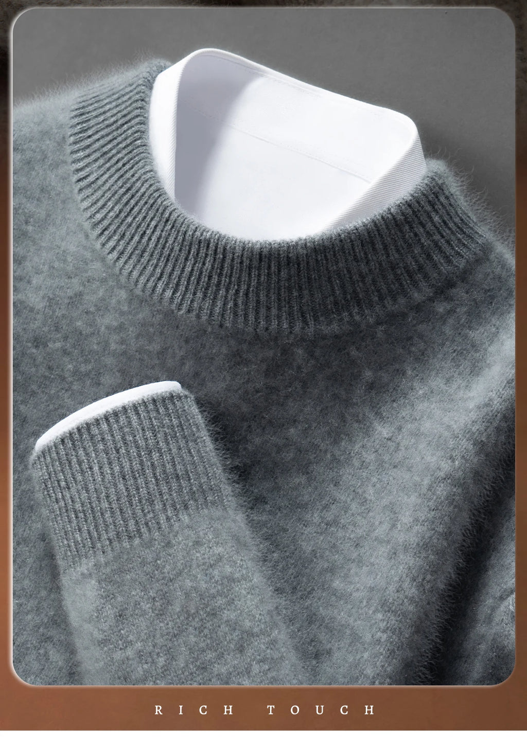 ZOCEPT Natural Cashmere Mock Neck Pullover Men Cashmere Sweater Soft Warm Jumpers Quality Casual Business Knitwear Basic Tops