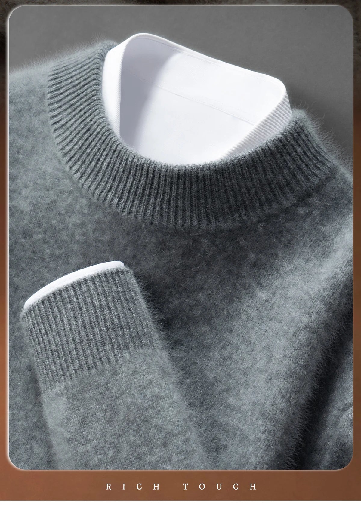 ZOCEPT Natural Cashmere Mock Neck Pullover Men Cashmere Sweater Soft Warm Jumpers Quality Casual Business Knitwear Basic Tops