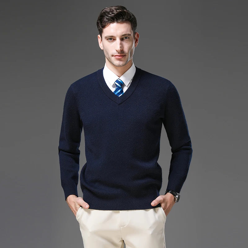 Top Grade Thick Anti-Pilling New Fashion Brand Autumn Winter Knit Pullover Men Slim Fit Sweater Business Casual Woolen Jumper