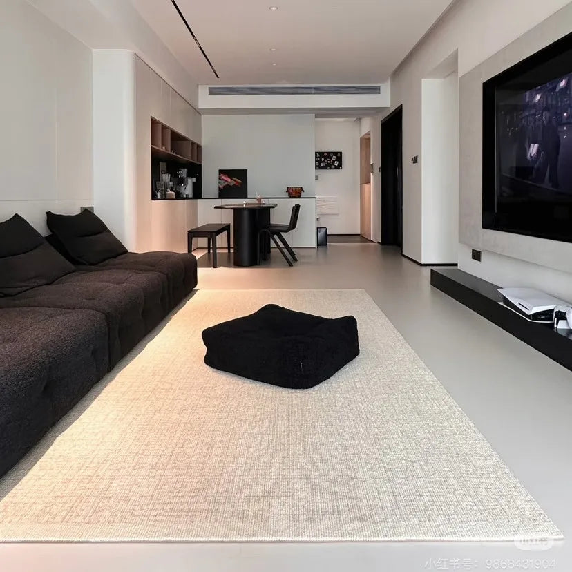 Luxury Minimalist Living Room Carpet Cream Color Large Area Rug for Sofa Bedroom Home Decor
