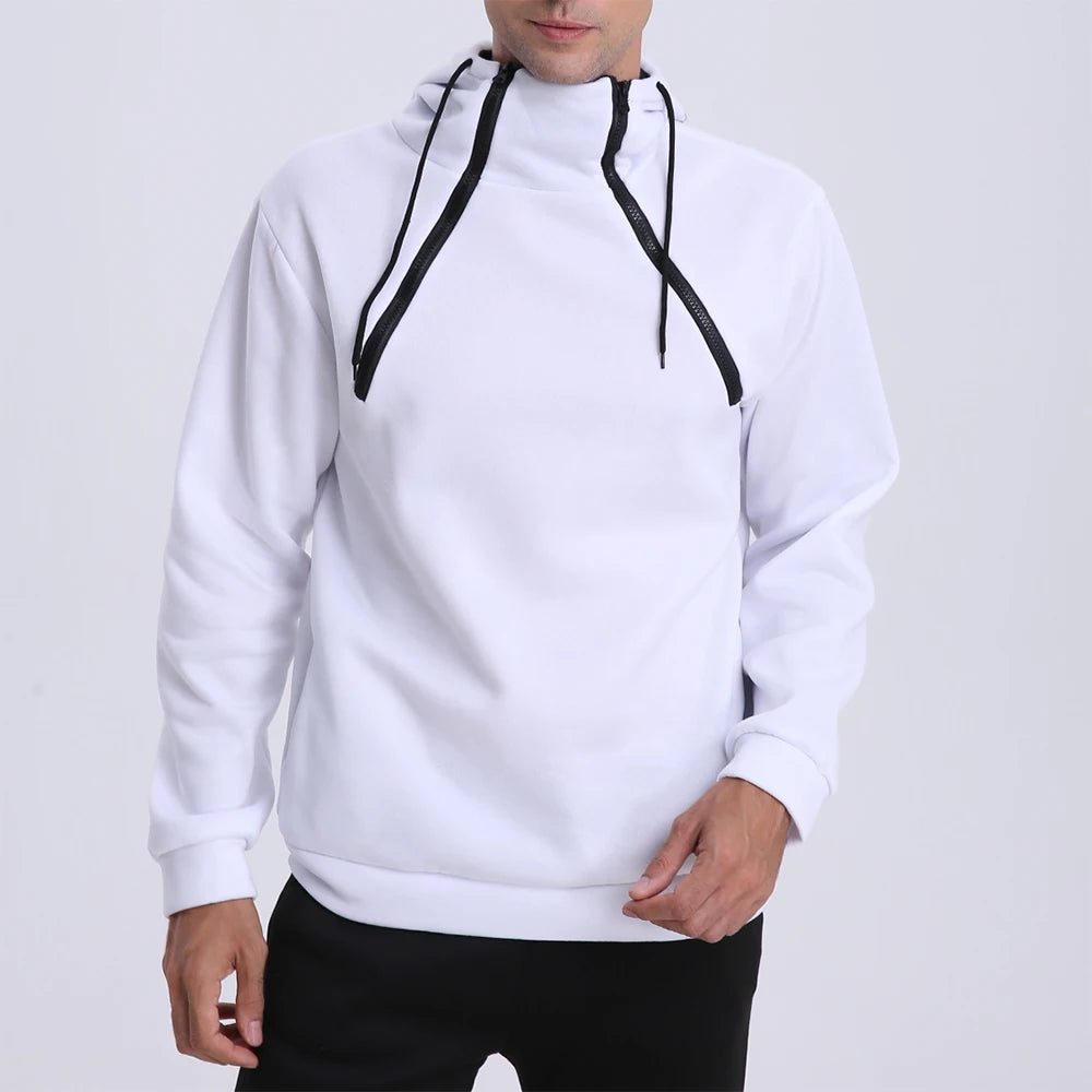Men's Sweatshirt Zipper Hooded Pullover Hoodies Long Sleeve Sweatshirts for Men High Neck Men's Top Jacket Coat Sweater