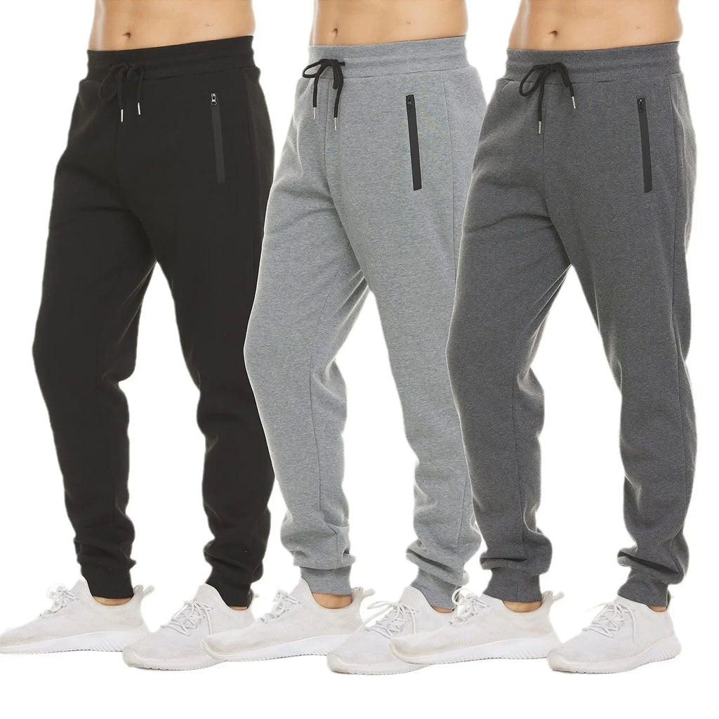 New Sweatpants with Side Zipper Pockets for Men - Joggers, Track Pants, Elastic Waist Sport Casual Baggy Fitness Gym Clothing