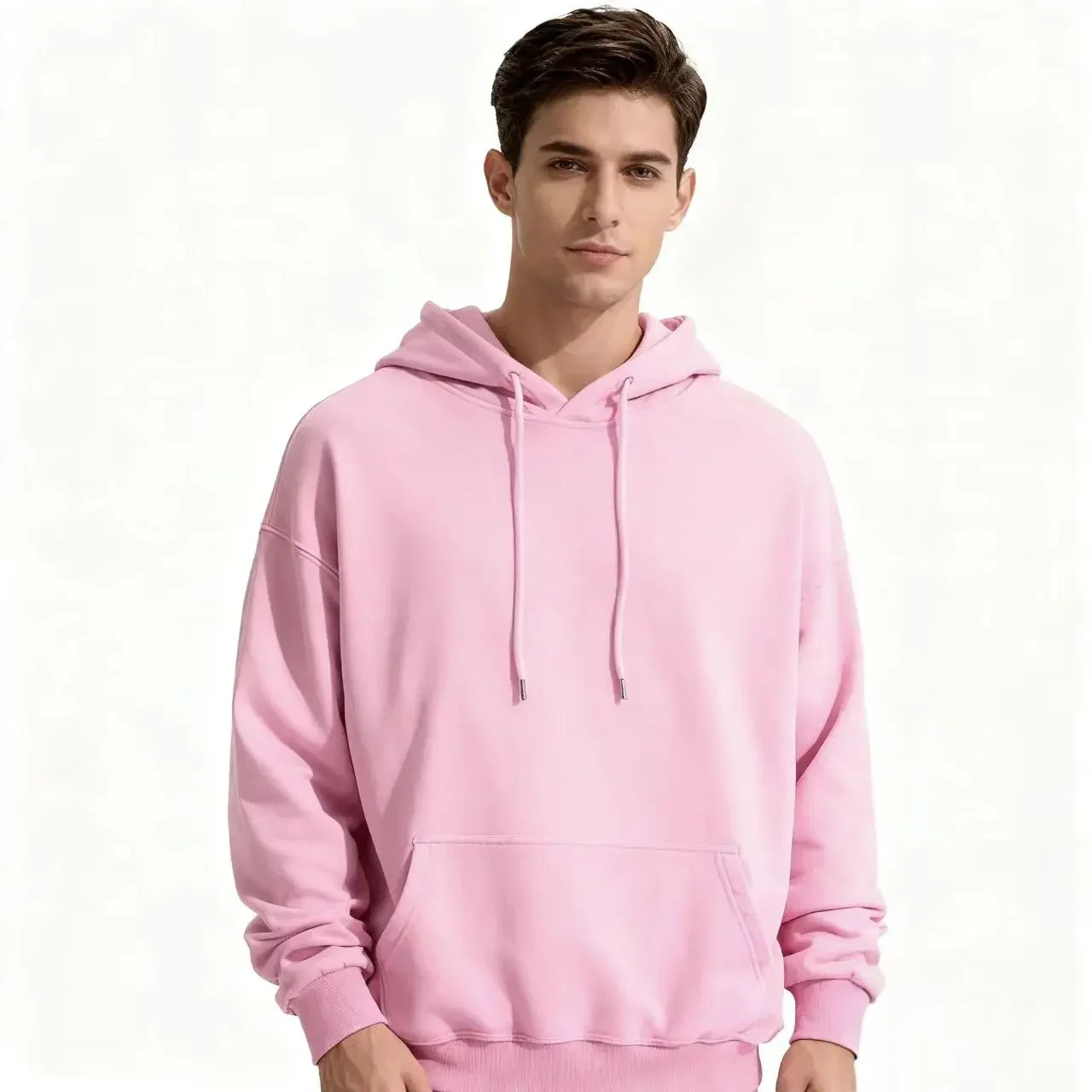 2026 Men's Wide Hooded Sweatshirt - European and American Style, Long Sleeve, Casual Loose Fit