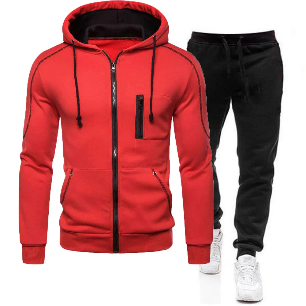 Casual Tracksuit Men Hooded Sweatshirt Outfit Spring Autumn Men's Sets Sportswear 2020 Male Hoodie+Pants 2PCS Jogging Sports Suit