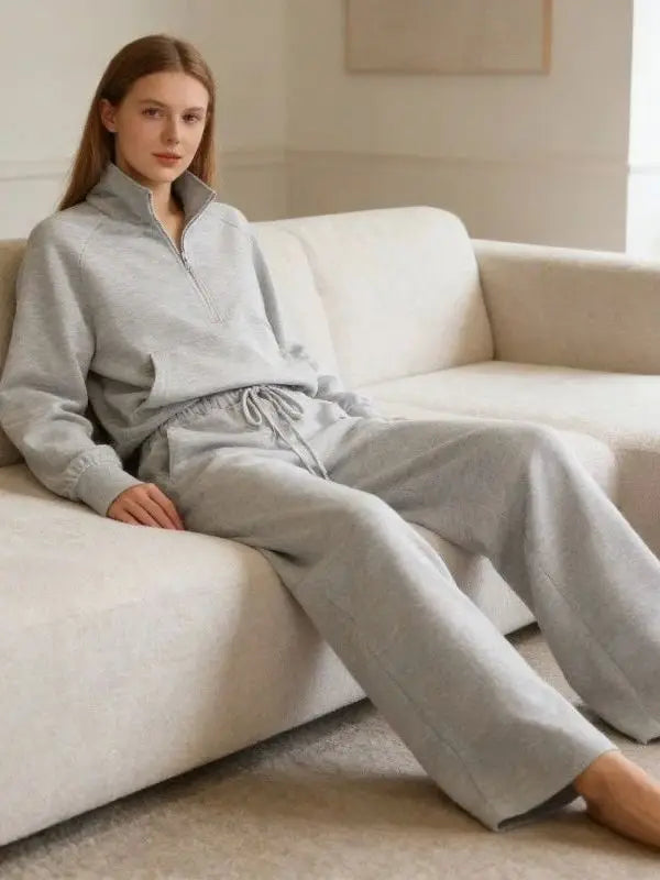Spor Zipper Hoodie Set
