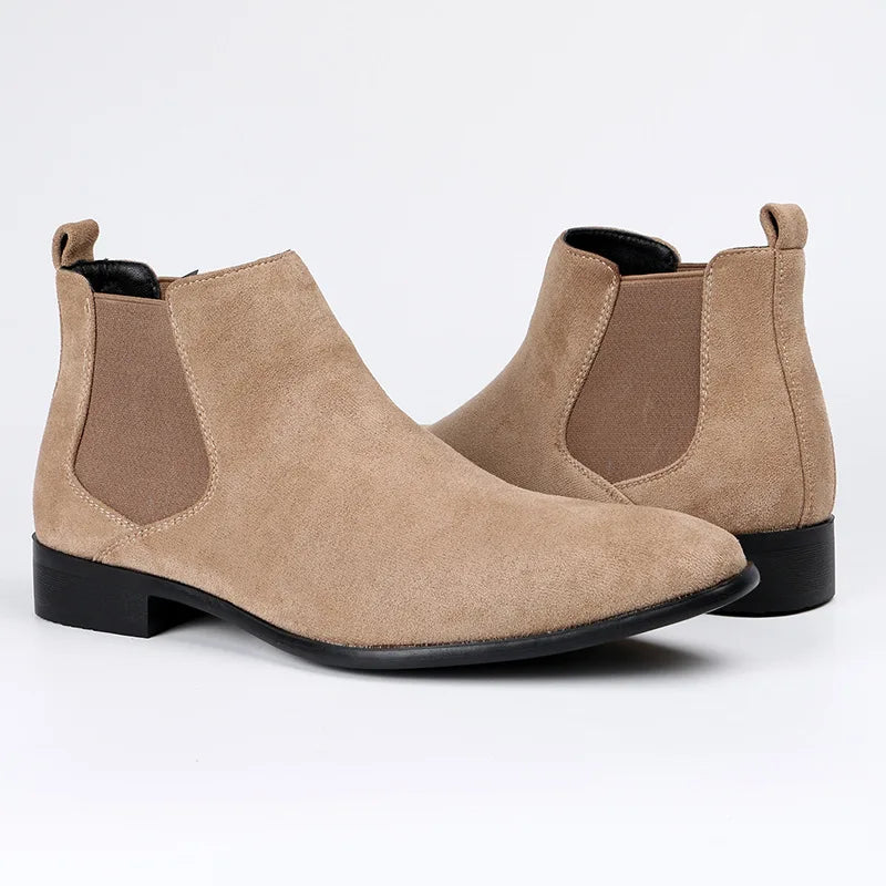 Big Size 40-50 Brown Men Chelsea Boots High Quality Suede Leather Boots Man Comfort Flat Slip-On Men's Ankle Boots