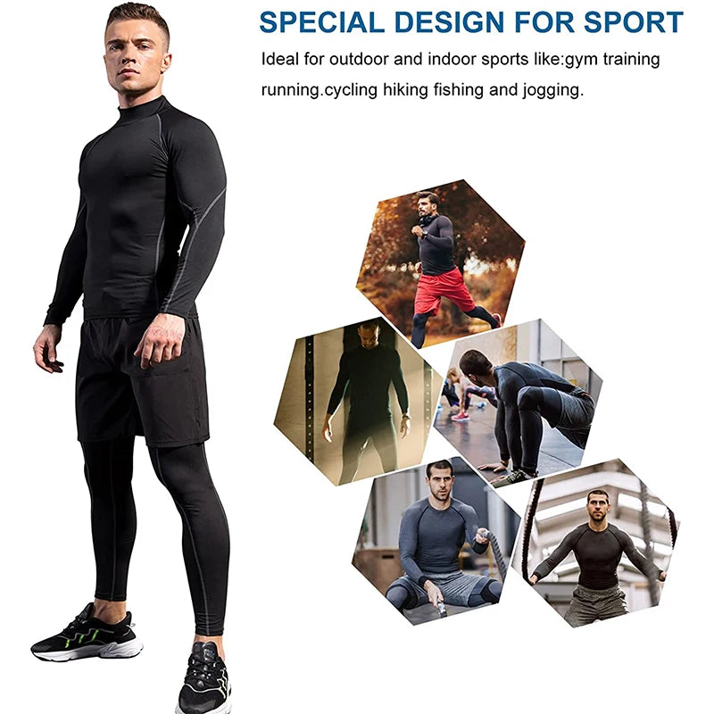Men's Sport T-Shirt Quick Dry Bodybuilding Running Shirt Long Sleeve Compression Top Gym T-Shirt Men's Fitness Tight Rashguard