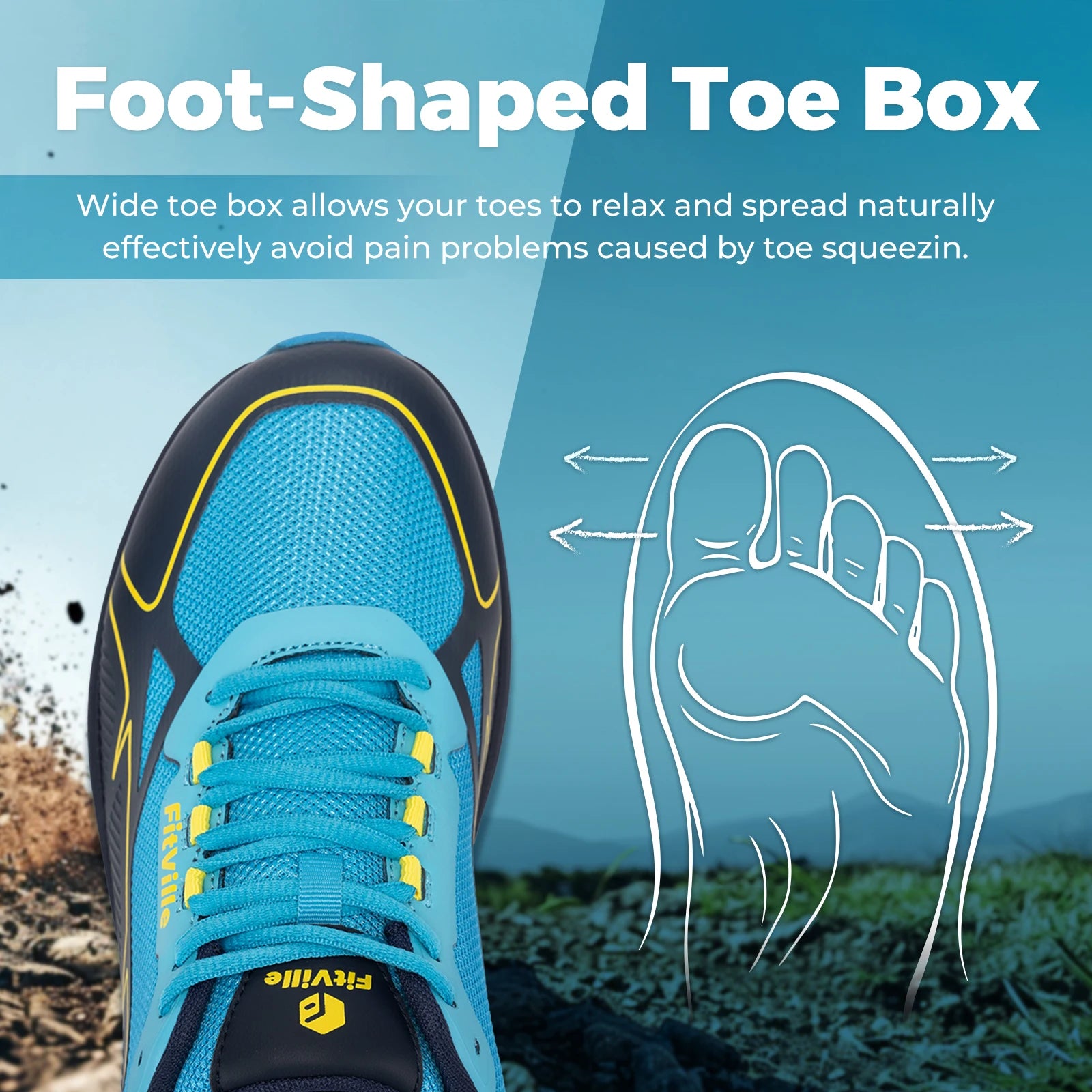 Fittington Running Shoes For Men Trail Walking Sneakers Athletic Shoe With Extra Wide Toe Box Arch Support Soft Sport Shoes