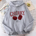 Girls 2000s Cherry Love Long Sleeve Pocket Hoodies Funny Gothic Sweatshirt Women's Print Casual Hoody Streetwear Y2k Clothes