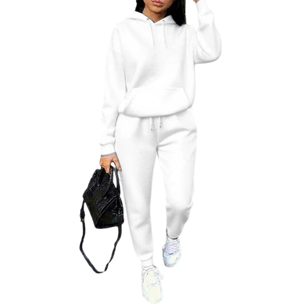 Ladies 2 Piece Hoodie Pants Set High Quality Autumn Winter Sportswear Casual Street Fashion Jogging Tracksuit Comfortable Soft